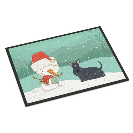 Carolines Treasures 18 x 27 in. Scottish Terrier Snowman Christmas Indoor or Outdoor Mat CK2068MAT